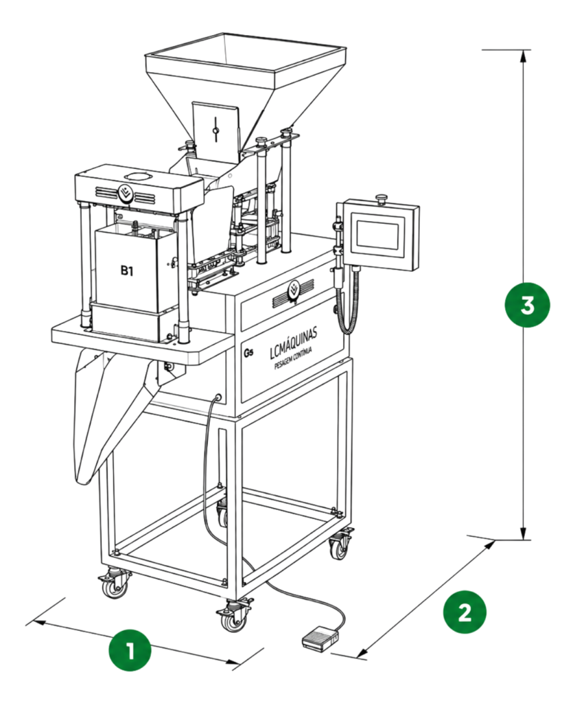 Desenho técnico — Balança Dosadora Pesadora de Grãos e Pó Automática – GW10