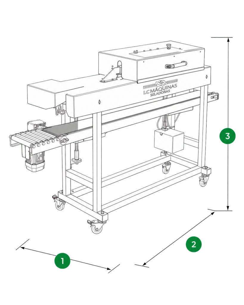 Desenho técnico — Seladora Continua em INOX com Rotuladora